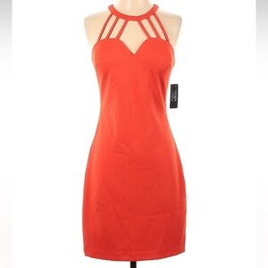 Guess Orange Halter Sheath Mini Dress Size 4
